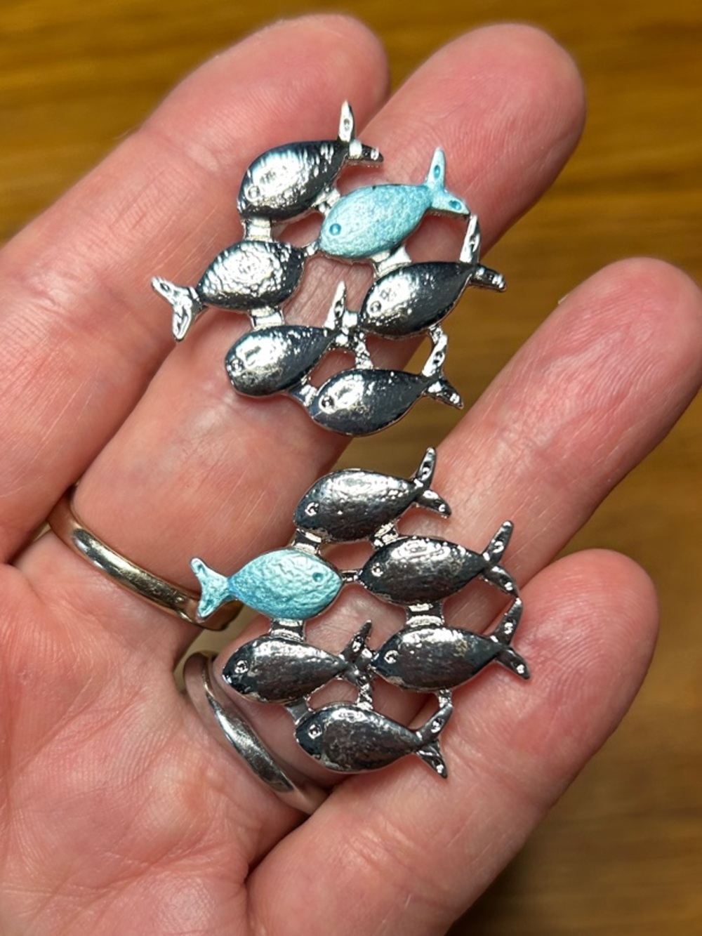 3/$25 Silver Fish School Stud Earrings